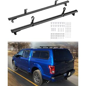 500LB Capacity Pickup Truck Topper Ladder Rack Camper Shell Roof Rack for Van Trailer Truck Cap Rack - 60" Crossbar Aluminum Black
