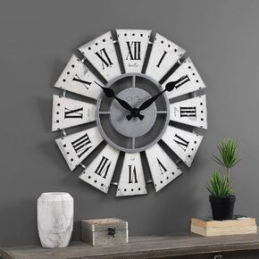 FirsTime & Co. White Numeral Windmill Wall Clock, Large Vintage Decor for Living Room, Home Office, Round, Plastic, Farmhouse, 24 Inches