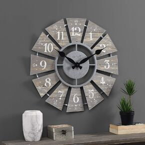 FirsTime & Co. White Numeral Windmill Wall Clock, Large Vintage Decor for Living Room, Home Office, Round, Plastic, Farmhouse, 24 Inches
