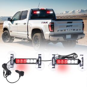 2X 6.1 inch Emergency Strobe Lights Amber/White 12 LED Hazard Warning Flashing Safety Dash Front/Rear Windshield Deck Split Lights Surface Mount for Construction Vehicles Tow/Plow Trucks