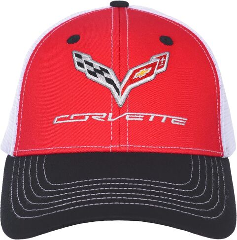 JH DESIGN GROUP Men's Chevy Corvette C7 Logo Cap Adjustable Red & White Hat in Saudi Arabia