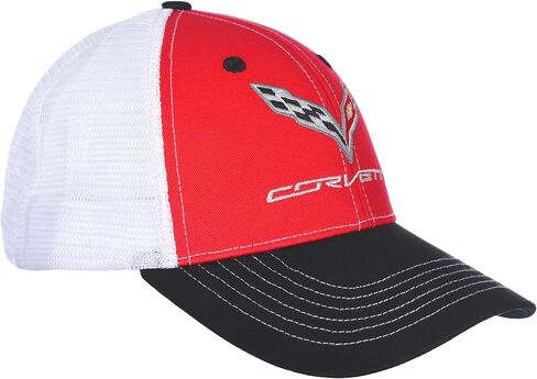 JH DESIGN GROUP Men's Chevy Corvette C7 Logo Cap Adjustable Red & White Hat in Saudi Arabia