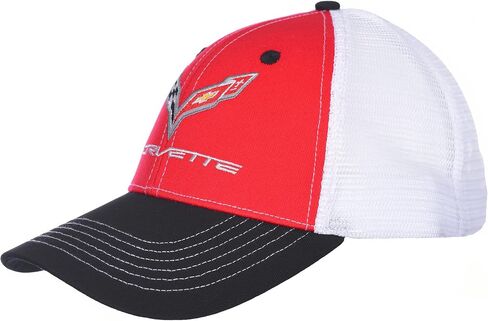 JH DESIGN GROUP Men's Chevy Corvette C7 Logo Cap Adjustable Red & White Hat in Saudi Arabia