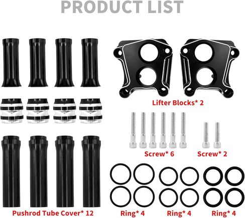 HDBUBALUS Motorcycle Pushrod Cover Lifter Block Cover Pads Fit for Harley Twin Cams 1999-2016 Black in Saudi Arabia
