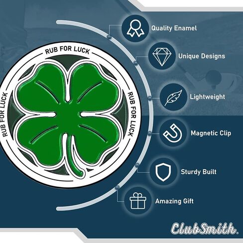 مجموعة مشبك قبعة كرة الجولف الفاخرة من ClubSmith®، البرسيم المحظوظ وشامروك، علامة كرة الجولف المغناطيسية المضحكة، ملحقات الجولف الرائعة لعملة التحديد، هدايا الجولف للرجال والنساء in Kuwait