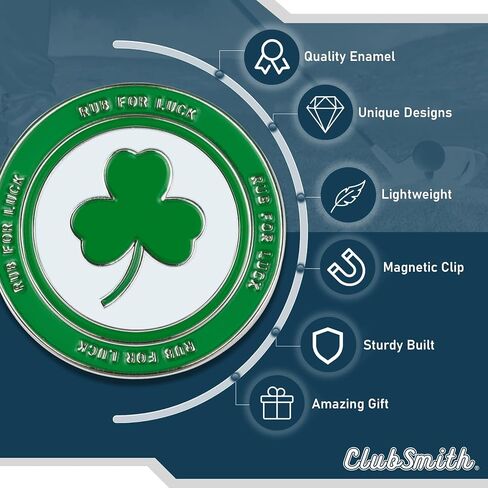 مجموعة مشبك قبعة كرة الجولف الفاخرة من ClubSmith®، البرسيم المحظوظ وشامروك، علامة كرة الجولف المغناطيسية المضحكة، ملحقات الجولف الرائعة لعملة التحديد، هدايا الجولف للرجال والنساء in Kuwait