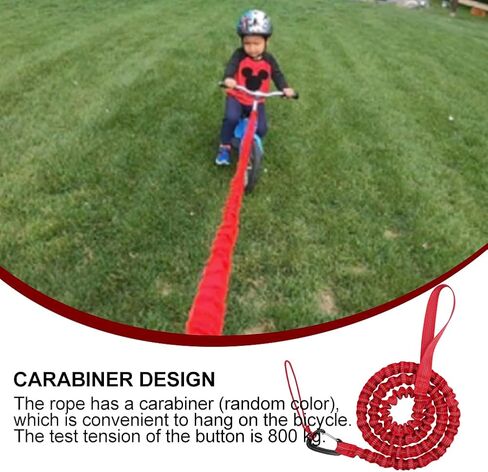 Bike Bungee Tow Rope for Kids, Child Bike Stretch Bungee Cord Pull Behind Attachment High Strength 800KG 3M Bicycle Towing Strap with Carabiner, Mountain Bike Tow Rope(Black) in Saudi Arabia