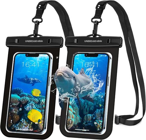 UNBREAKcable Waterproof Phone Pouch, IPX8 Universal Waterproof Phone Case [2 Pack] Cellphone Dry Bag for iPhone 14 13 12 11 Pro Max XS Plus Samsung Galaxy S23 and More Up to 7" - Grey&Bright Green in Saudi Arabia
