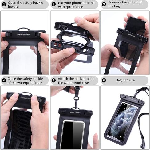 UNBREAKcable Waterproof Phone Pouch, IPX8 Universal Waterproof Phone Case [2 Pack] Cellphone Dry Bag for iPhone 14 13 12 11 Pro Max XS Plus Samsung Galaxy S23 and More Up to 7" - Grey&Bright Green in Saudi Arabia