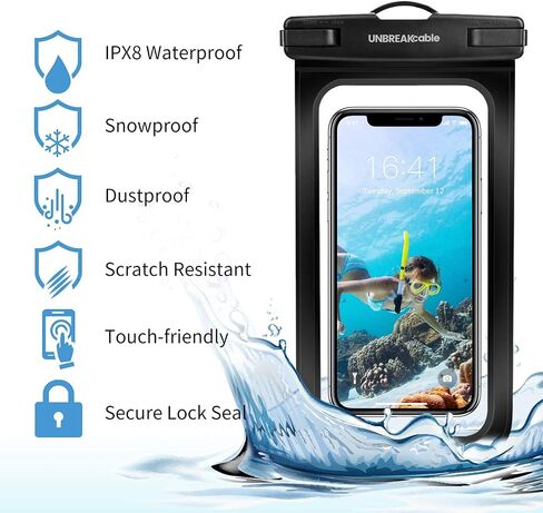 UNBREAKcable Waterproof Phone Pouch, IPX8 Universal Waterproof Phone Case [2 Pack] Cellphone Dry Bag for iPhone 14 13 12 11 Pro Max XS Plus Samsung Galaxy S23 and More Up to 7" - Grey&Bright Green in Saudi Arabia