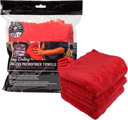 Chemical Guys Happy Ending Ultra Plush Edgeless Microfiber Towel, Red (16" x 16") in Saudi Arabia