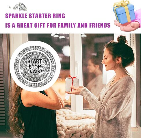 ملصق Sylvil Bling Car Push Start Button، غطاء مزخرف بأحجار الراين المتلألئة يحمي بالكامل زر الإشعال وحلقة مقبض مضادة للخدش، ملحقات السيارة للنساء (أبيض) in Kuwait