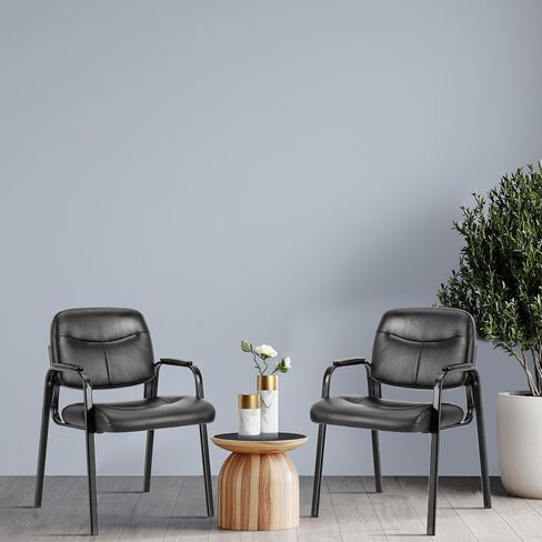 Waiting Room Guest Office Reception Set of 2, Conference Furniture with PU Leather Cushion Armrest for Anteroom Restaurant Library Lobby, 1 Pack, 1 Chair in Saudi Arabia