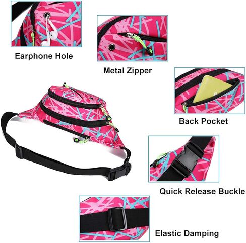حقيبة خصر Ausion Fanny Pack للرجال والنساء، حزام قابل للتعديل، حقيبة بوم عصرية مقاومة للماء، حقيبة خصر للمشي لمسافات طويلة للسفر، كاجوال، الجري، المشي لمسافات طويلة، ركوب الدراجات in Kuwait