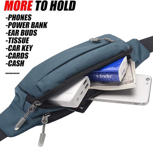 USHAKE Fanny Pack حقائب الخصر مع موسع للرجال والنساء، حقيبة الخصر وحقيبة الورك مع 3 جيوب بسحاب وأشرطة قابلة للتعديل للسفر غير الرسمي والمشي لمسافات طويلة والجري والرياضات الخارجية in Kuwait