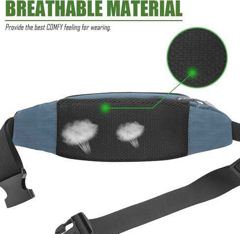 USHAKE Fanny Pack حقائب الخصر مع موسع للرجال والنساء، حقيبة الخصر وحقيبة الورك مع 3 جيوب بسحاب وأشرطة قابلة للتعديل للسفر غير الرسمي والمشي لمسافات طويلة والجري والرياضات الخارجية in Kuwait