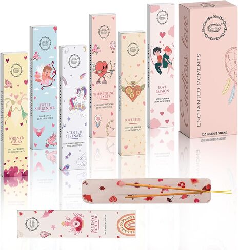 Raajsee Natural Incense Sticks with Insence Holder- Pack of 6 Organic Inscent -120 Insense Sticks, Non Toxic Clean Burning, Boho Gift Set, Sage,Apple Pumpkin,Coconut, Coffee,Rosemary Patchouli in Saudi Arabia