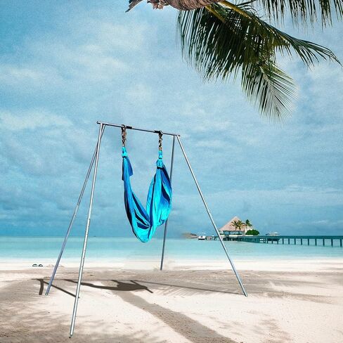 حامل يوجا مطور، حامل يوجا هوائي سهل الإعداد بارتفاع 8.6 قدم، فولاذ مجلفن، أرجوحة إطار يوجا محمولة (الحرير غير متضمن) in Kuwait