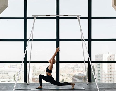 حامل يوجا مطور، حامل يوجا هوائي سهل الإعداد بارتفاع 8.6 قدم، فولاذ مجلفن، أرجوحة إطار يوجا محمولة (الحرير غير متضمن) in Kuwait