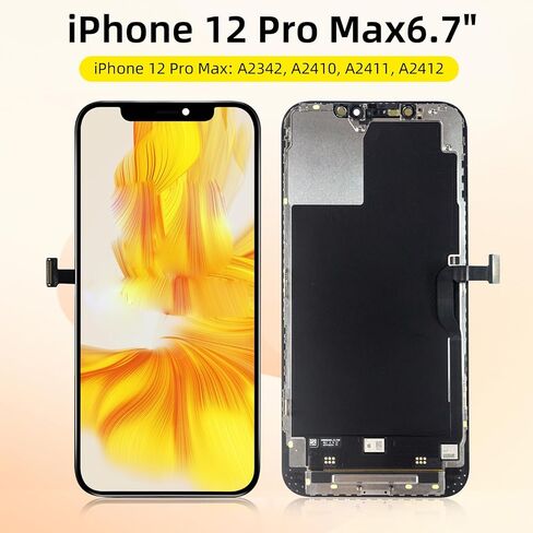طقم استبدال شاشة LMQ لهاتف iPhone 12 Pro Max مقاس 6.7 بوصة شاشة LCD ثلاثية الأبعاد تعمل باللمس محول رقمي كامل مجموعات إصلاح التجميع لاصق مقاوم للماء + زجاج مقسى لـ A2342، A2410، A2412، A2411 in Kuwait