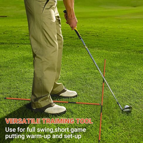 عصا محاذاة الجولف MSOAT، 2 حزمة من قضبان محاذاة الجولف، 48 بوصة عصي محاذاة قابلة للطي لتصحيح وضعية التأرجح، أعواد مساعدة تدريب ممارسة الجولف مع علبة أنبوبية in Kuwait