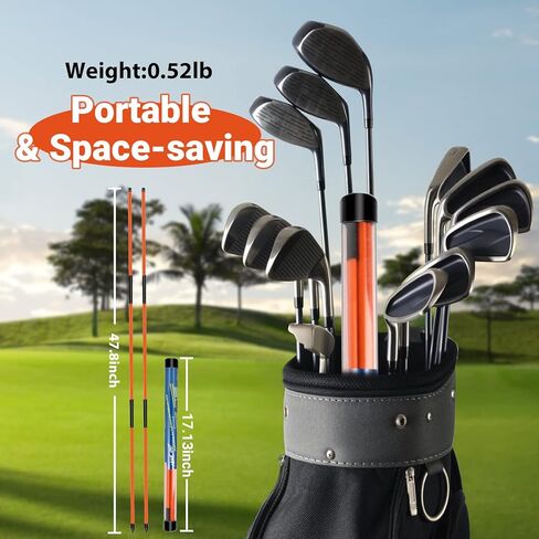عصا محاذاة الجولف MSOAT، 2 حزمة من قضبان محاذاة الجولف، 48 بوصة عصي محاذاة قابلة للطي لتصحيح وضعية التأرجح، أعواد مساعدة تدريب ممارسة الجولف مع علبة أنبوبية in Kuwait