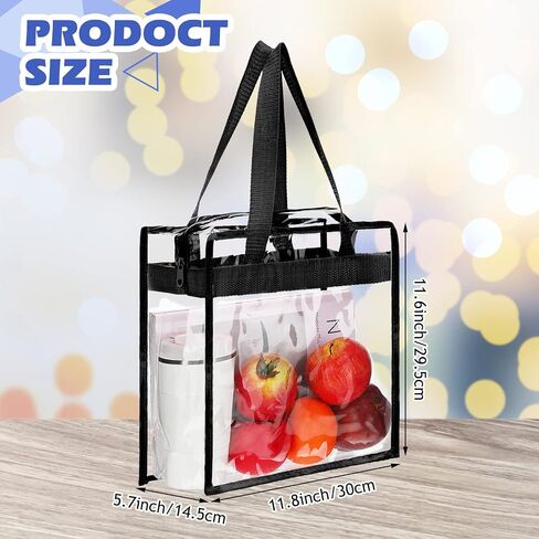 12 Pack Clear Tote Bag Stadium Approved Plastic Tote Bag 12 x 6 x 12 Large Transparent Totes with Zippers Handles for Concerts, Sporting Events, Work, School, Gym, Travel (Classic Colors) in Saudi Arabia
