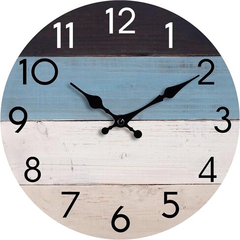 KECYET Wall Clock Silent Non-Ticking Wooden Clocks Battery Operated Small Country Retro Rustic and Beach Style Decorative for Living Room, Kitchen, Home,Bathroom, Bedroom (8 Inch) in Saudi Arabia