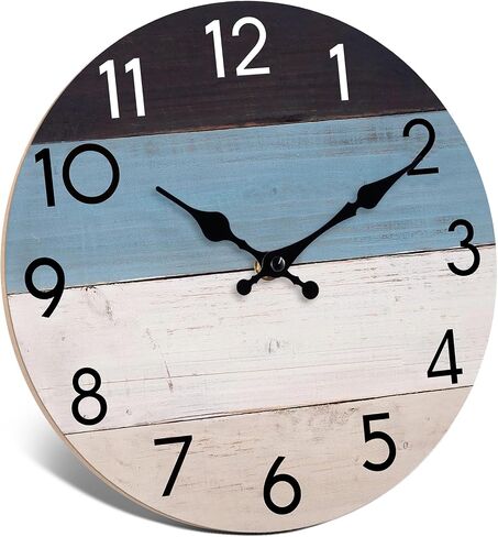 KECYET Wall Clock Silent Non-Ticking Wooden Clocks Battery Operated Small Country Retro Rustic and Beach Style Decorative for Living Room, Kitchen, Home,Bathroom, Bedroom (8 Inch) in Saudi Arabia