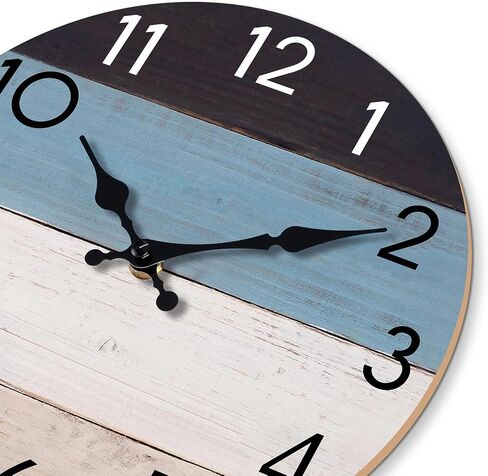 KECYET Wall Clock Silent Non-Ticking Wooden Clocks Battery Operated Small Country Retro Rustic and Beach Style Decorative for Living Room, Kitchen, Home,Bathroom, Bedroom (8 Inch) in Saudi Arabia