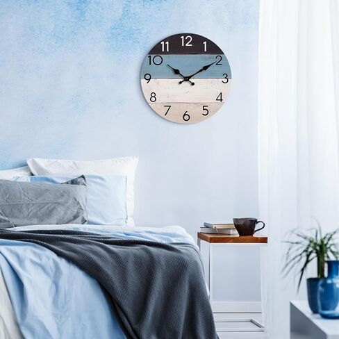 KECYET Wall Clock Silent Non-Ticking Wooden Clocks Battery Operated Small Country Retro Rustic and Beach Style Decorative for Living Room, Kitchen, Home,Bathroom, Bedroom (8 Inch) in Saudi Arabia