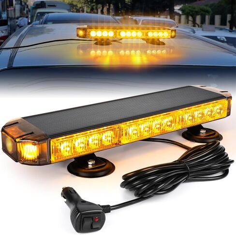 شريط ضوء وامض LED للطوارئ مقاس 17 بوصة من RONSTA، أضواء وامضة تحذيرية للسلامة باللون الكهرمان 30 بوصة مع سلك مغناطيسي وسلك مستقيم بطول 16 قدمًا لرافعة شوكية السيارة على السطح in Kuwait