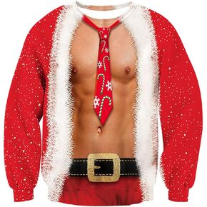 RAISEVERN Ugly Christmas Sweatshirts for Men Women Funny Pullover Sweaters for Xmas Holiday Party