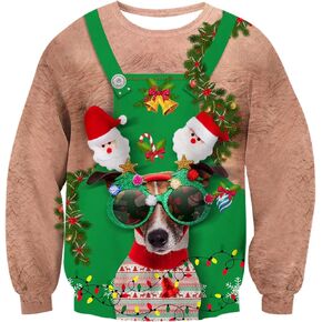 سويت شيرت RAISEVERN Ugly Christmas للرجال والنساء بلوفر مضحك لحفلات عيد الميلاد