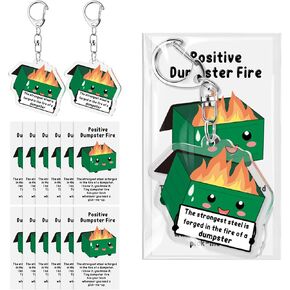 Employee Appreciation Gifts Bulk Dumpster Fire Emotional Support Acrylic Funny Keychain with Positive Cards