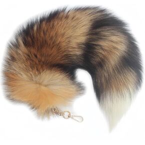 Fluffy Therian fox Tail Keychain - Soft Fur, Realistic Colors, Durable, Perfect for Cosplay, Renaissance Fairs