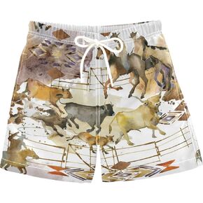 visesunny Boys Casual Board Shorts Funny Floral Boys' Swim Trunks Toddler Beach Shorts Little Kids Bathing Suit