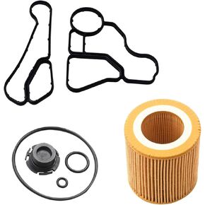 Engine Oil Filter Housing Gasket Cooler Seal Kit Compatible With BMW X1 X3 X5 X6 Z4 N26 N52 N54 N56 E60 E90 E91 128i 135i 328i 328xi 330i 330xi 335i 335is 335xi 530i 535i 535xi 740i # 11427566327