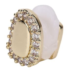 Teeth Jewelry, Tooth Teeth Grills Single Tooth Bling Teeth Accessory Decoration for Halloween Party Hip Hop Show (Single portal gold color)