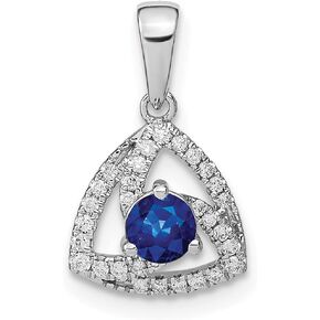Avariah Solid 14k White Gold Diamond and Blue Sapphire Triangle Pendant