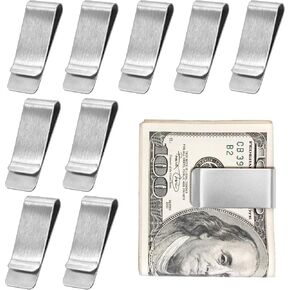 10Pcs Stainless Steel Money Clip Silver Slim Cash Clip for Men, Metal Money Clips Minimalist Pocket Cash Wallet