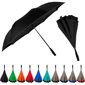 The Inversa Large 48" Reverse Self Standing Windproof Inverted Reversible Umbrella, Double Layer Canopy Lightweight Travel Umbrella For Women and Men, Portable Umbrella Reverse Close