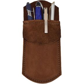 Hide & Drink, Pocket Protector, Pencil Pouch, Pen Holder for Shirt Pockets, Lab Coats, Backpacks, Office & Work Essentials, Full Grain Leather, Handmade, Charcoal Black