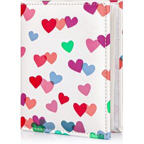 Photo Album 4x6 Photos - 52 Photos Small Mini Capacity Vegan Leather Cover Photo Album, Portable Wallet Photo Album for Family Wedding Girls, (Hearts)