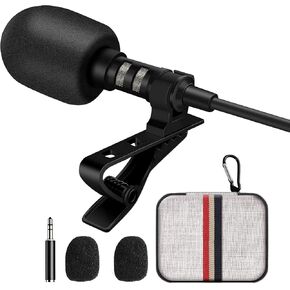 Professional Wireless Microphone for iPhone, iPad, Cordless Lavalier Lapel Omnidirectional Condenser Recording Mic for Video Recording, Live Streaming, Interview Podcast Vlog YouTube Tiktok(2 Pack)