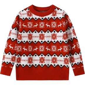 Kids Boys Girls Christmas Sweaters Holiday Unisex Sweater Crewneck Xmas Party Knit Reindeer Snowflakes Pullover in Kuwait
