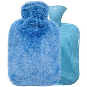 Hot Water Bottle with Cover, 2L PVC Hot Water Bag for Pain Relief, Menstrual Cramps, Hand & Feet, BPA Free Hot & Cold Compress for Women & Men