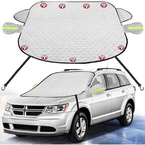 5-Layer Car Windshield Cover for Ice and Snow, 65x50 in Windshield Ice Snow Cover with 9 Hidden Magnets, Large Windshield Cover Fits for Almost All SUV, Truck, Sedan, Van
