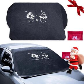 MeetYr Life Windshield Cover for Ice and Snow | Heavy Duty 600D Oxford Fabric | Secure Fit Waterproof Frost Cover | Winter Car Accessories |White Elephant Gifts for Adults for Men(71x50)