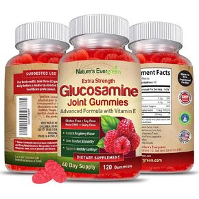 Extra Strength Glucosamine Joint Support Gummy Supplement | Natural Joint Health Support & Flexibility for Back, Knees, & Hands | Vitamin E for Immune Support for Women & Men | 120 Gummies